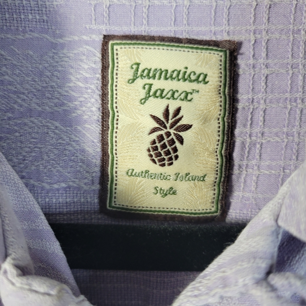 Mens Jamaica Jaxx Purple Silk Short sleeve Hawaiian Button front shirt Size L - Picture 4 of 10